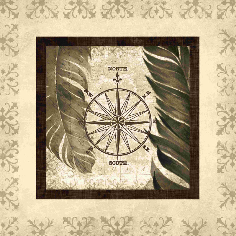 «Compass Rose on Cream», reproduction sur toile tendue, L 12 po x H 12 po