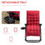 Fauteuil Red Zero Gravity, inclinable et pliable avec coussin et support latéral, capacité de 264 lb, table rembourrée pour l'intérieur et l'extérieur