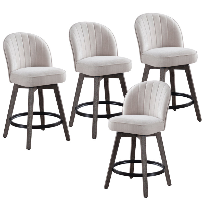 Tabourets de bar pivotants à hauteur de comptoir, Beige, 4