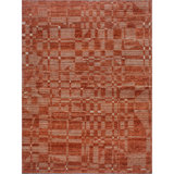 Hand Knotted Wool Abstract Area Rug in Rust