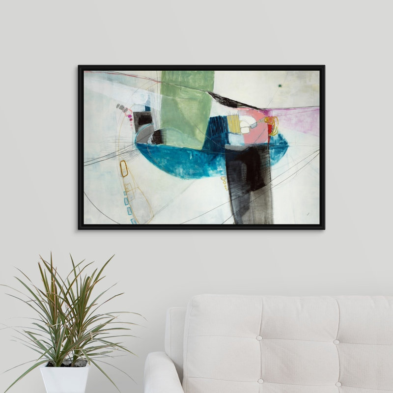 « autres a attelle ii », peinture sur toile, H 21,7 po x l 31,7 po x P 1,75 po, Cadre flottant noir