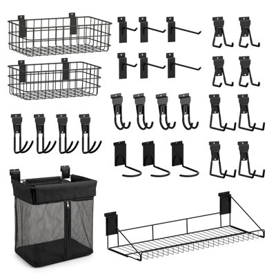 29Pcs Slatwall Accessories Set, Heavy Duty Slatwall Hooks And Baskets for Sports Equipment