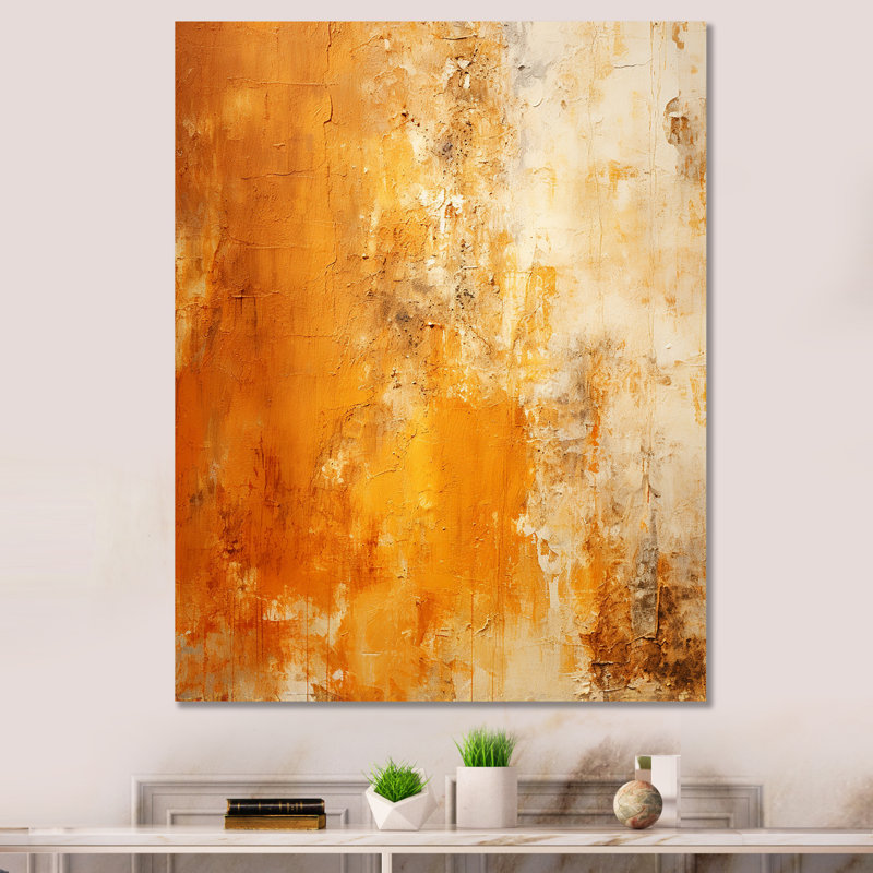 Chaos jaune abstrait - art mural abstrait, Toile tendue, H 44 po x l 34 po x P 1,5 po