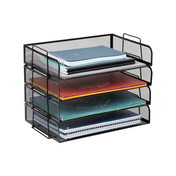 Desktop Organizer 6 Letter Tray Sorter, Riser Storage Base and Vertical File Topper - Uses Vertical Space to Put All of Your Documents, Files, Forms