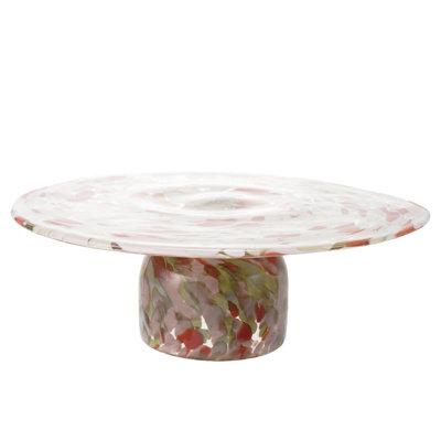 Confetti Glass Pedestal, Orange/Pink/Yellow