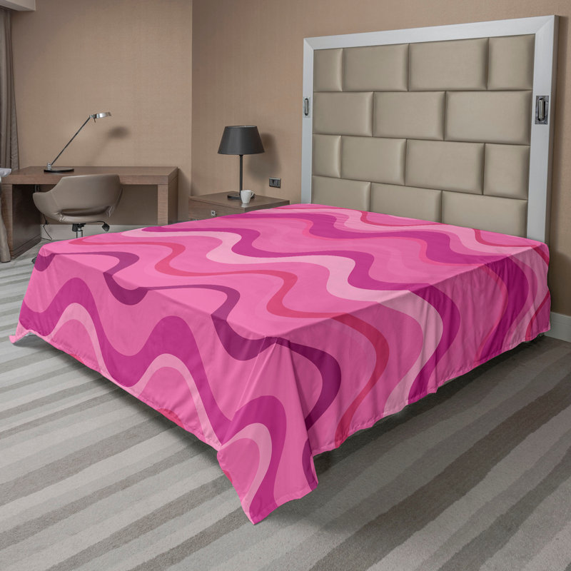 Drap plat moderne de style bohème Ambesonne, Rose vif / magenta / motif abstrait corail