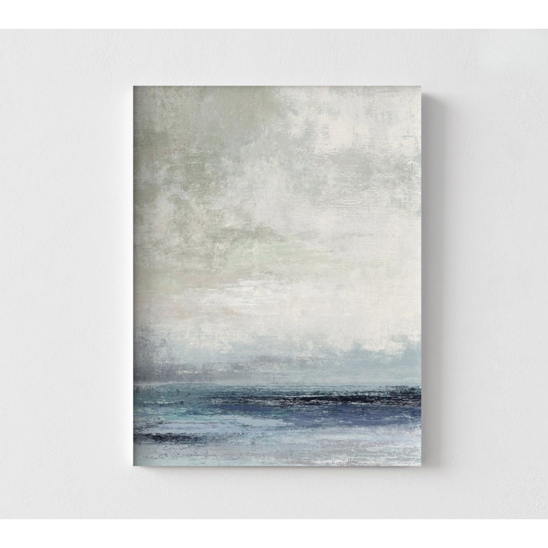 «Outer Banks» par Suzanne Nicoll, idée de décor de paysage abstrait brumeux, affiche de la suite principale grise et bleue
