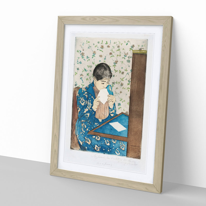 The Letter by Mary Cassatt - Picture Frame Graphic Art, 36cm H x 27cm W x 2cm D, Oak Framed