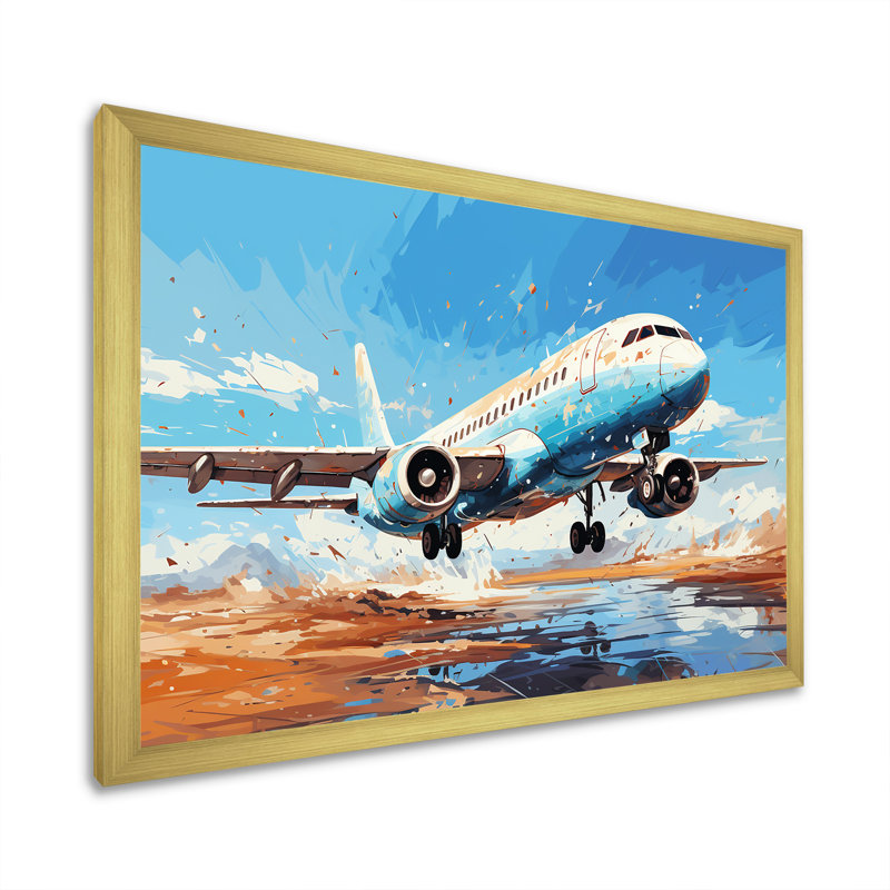 «Plane Prelude To Flight Adventure II», reproduction sur toile, Cadre photo doré simple, H 30 po x l 40 po x P 1,5 po