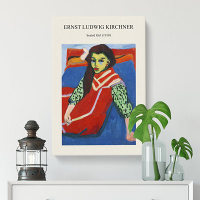 Seated Girl by Ernst Ludwig Kirchner - Wrapped Canvas