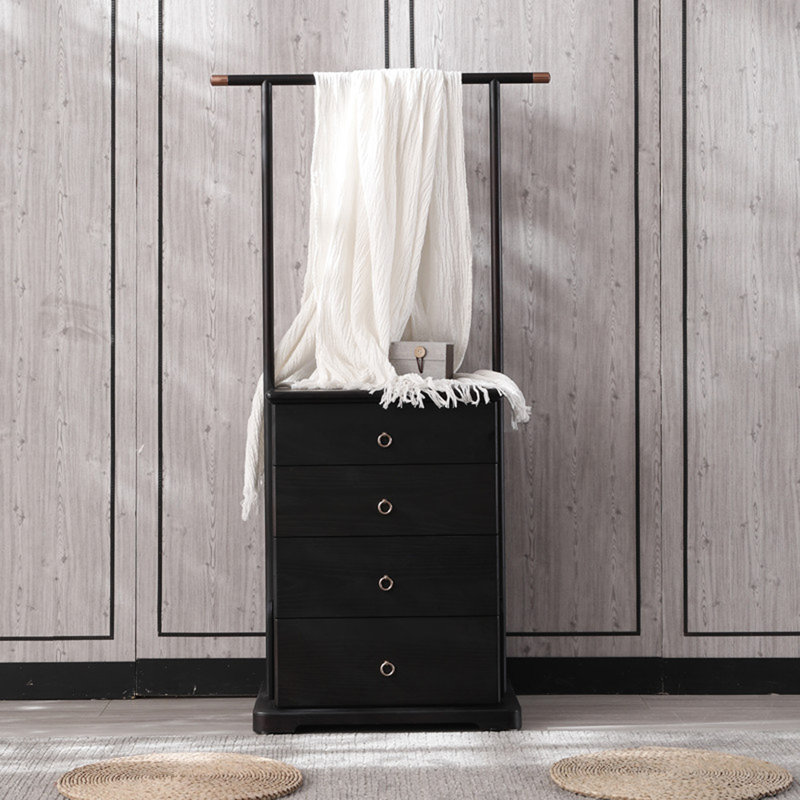 Robust Ash Wood Coat Rack with Drawer