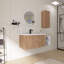 Ensemble de meuble-lavabo double mural 48 po avec lavabo en résine, petite tablette de rangement et armoire murale 48 po-1120174795