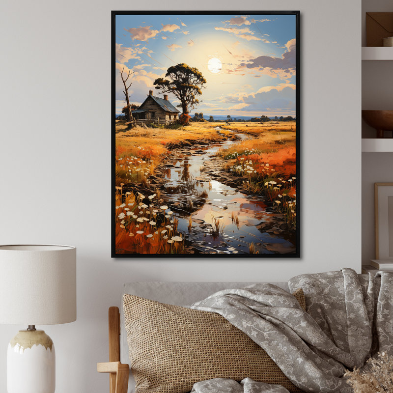 «Countryside Farm Bliss I» sur toile, Cadre flottant noir, H 40 po x l 30 po x P 1,5 po
