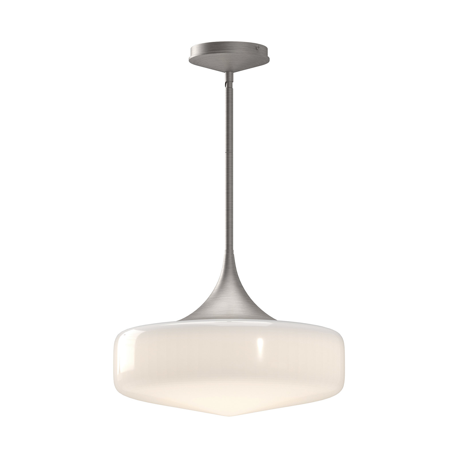 Nathania 1-Light Schoolhouse Glass Pendant , Brushed Nickel
