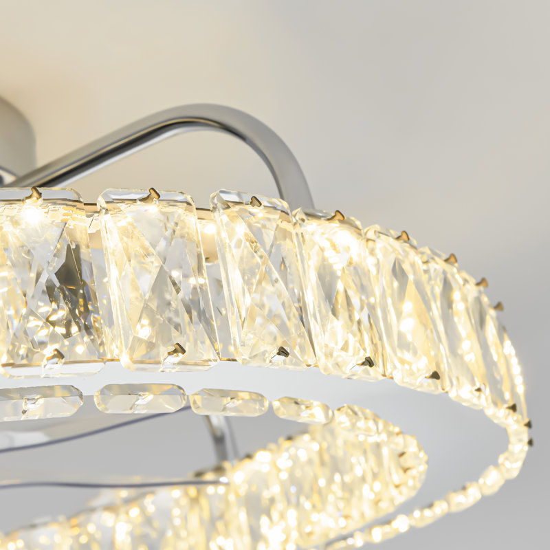 Ventilateur de plafond moderne en cristal 19,69 po avec lumières DEL et télécommande