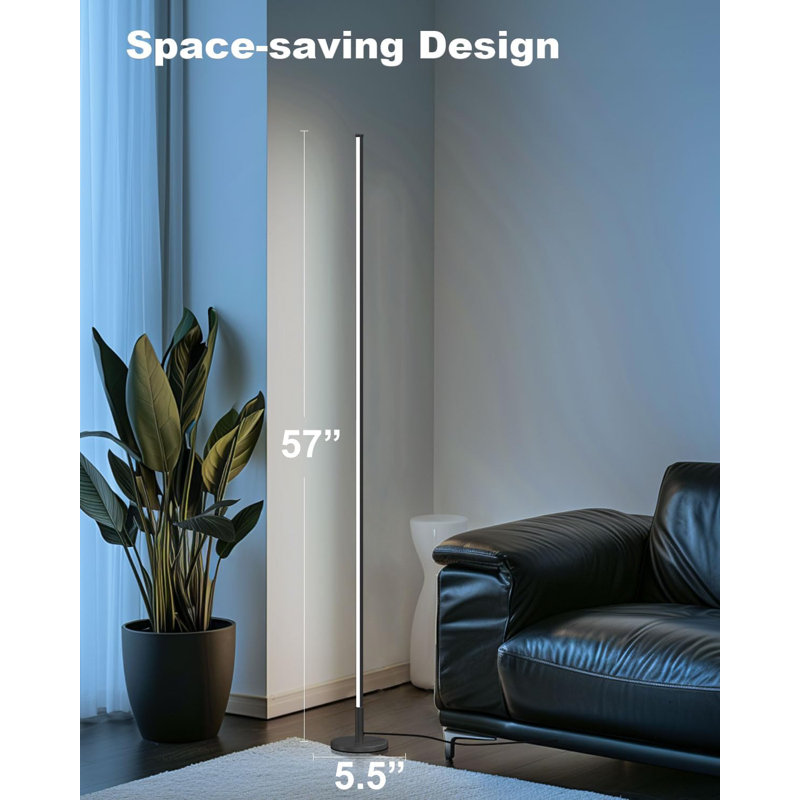 Lampe sur pied moderne et minimaliste à DEL avec télécommande - température de couleur et luminosité réglables - lampe sur pied à intensité variable pour le salon, la chambre à coucher et le bureau