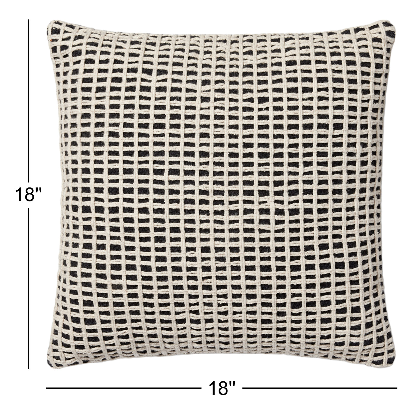 Strasbourg Plaid Cotton Throw Pillow, Black/Ivory, Down