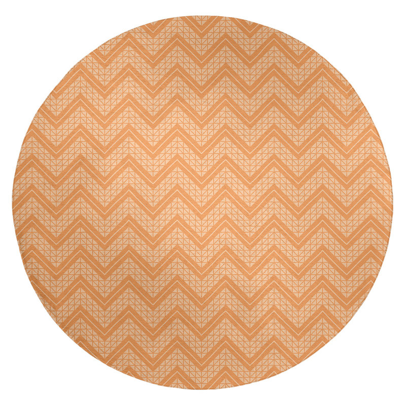 Tapis de zone orange à chevron à main monochrome, Rond 5 pi