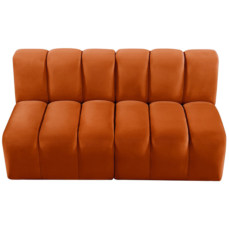 Hiral Upholstered Sectional Reversible, Cognac Velvet