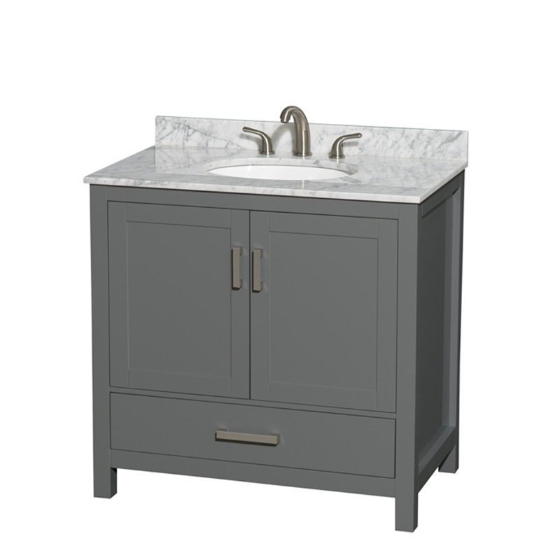 Sheffield 36" Single Bathroom Vanity Set with Mirror, Centerset, Oval, Dark Gray