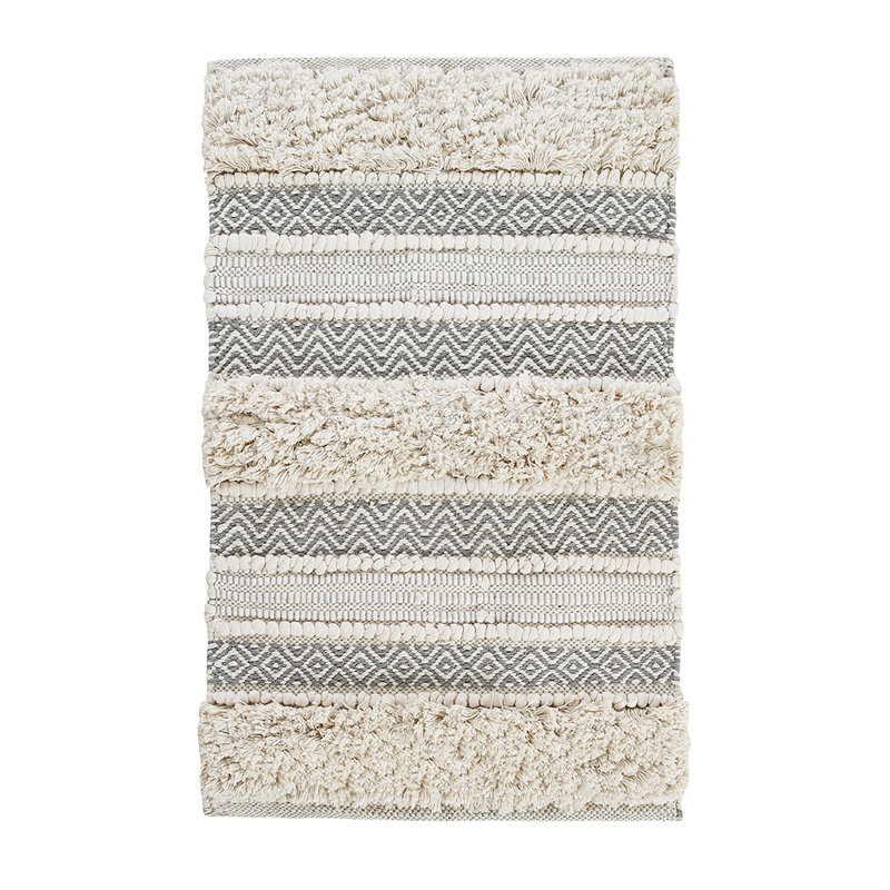 Woven Texture Stripe Bath Rug 20X32", Gray