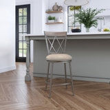 Dejhanae Swivel Upholstered Counter Stool with Metal Frame