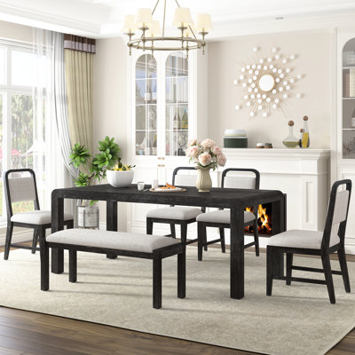 Repas extensible rétro pour 4 à 6 personnes, couleur, rails, ensemble de repas confortable pour 6 personnes, look rétro, glissement en douceur, assise ergonomique