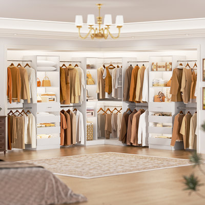 57.3"-151.7" Adjustable Closet System With 8 Drawers And 8 Clothes Rods
