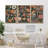 Plant Abstraction " Charming Vintage Flower Arrangement Illustrations Modern Art Decor Colorful Chic Living Room " 3 - Pieces-100781066-100781067