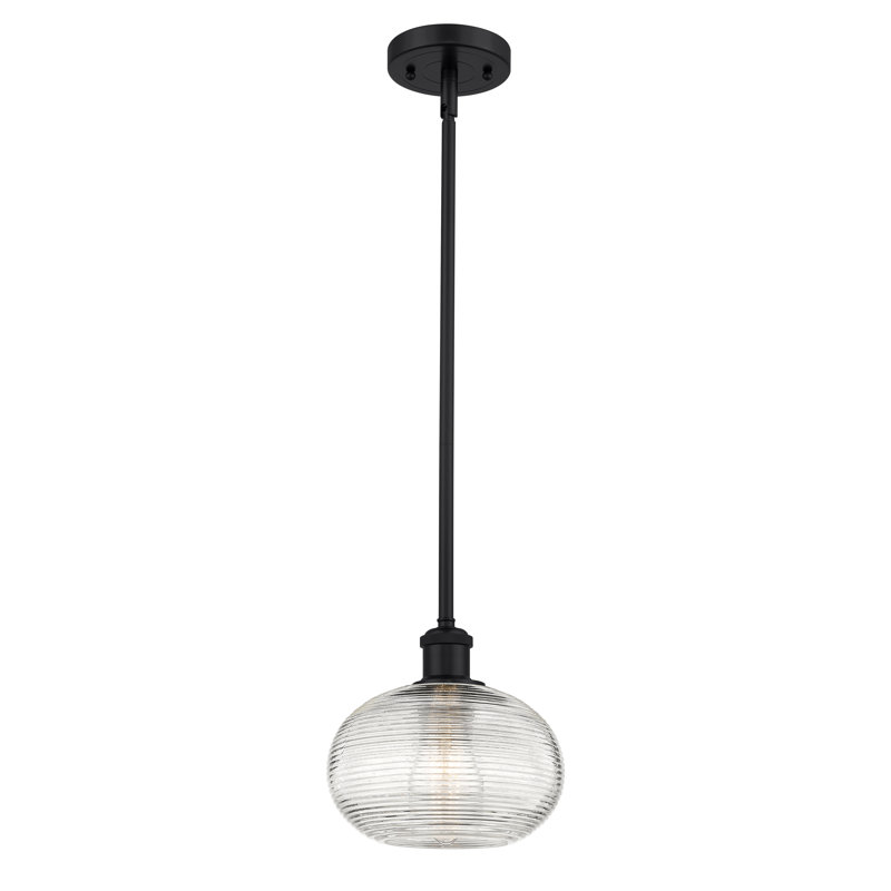 Luminaire suspendu à 1 tige Ballston Jerard-516-G555, H 8,25 po x l 8 po x P 8 po, Noir mat