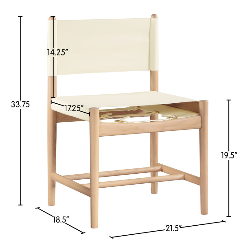 Chaise rembourrée en cuir Rawlins, Crème végétalien en cuir, Naturel