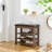 Wooden Frame Shoe-Changing Bench With PU Leather Seat And Open Shelves