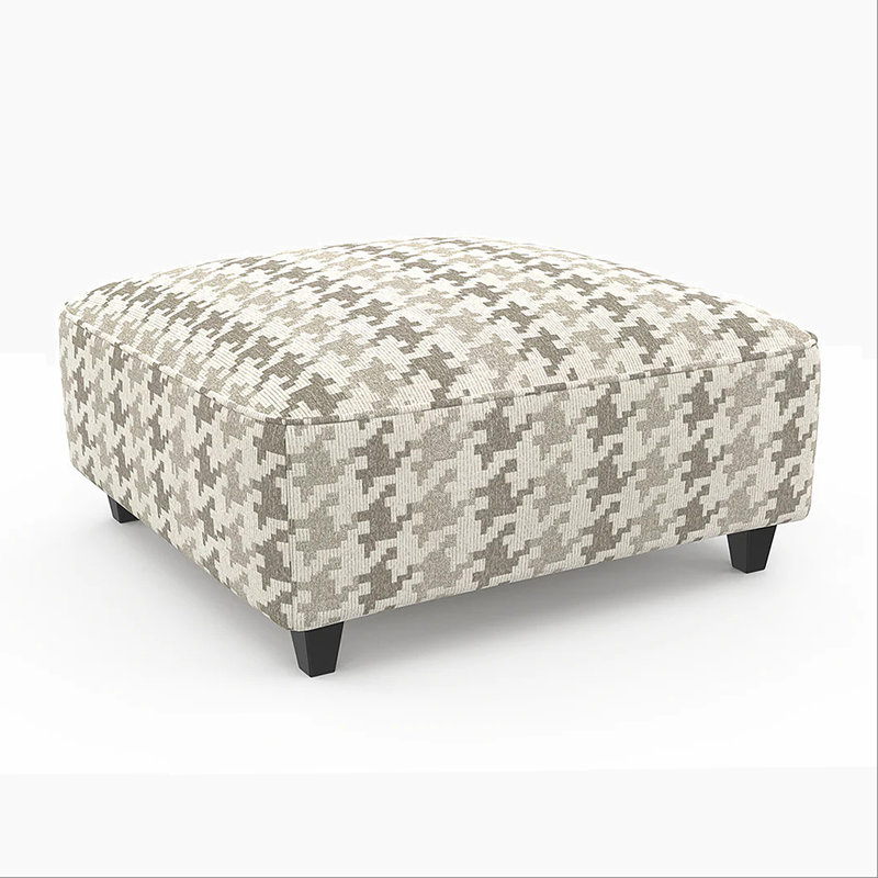 Repose-pieds carré en tissu d'ameublement de style transitionnel gris clair