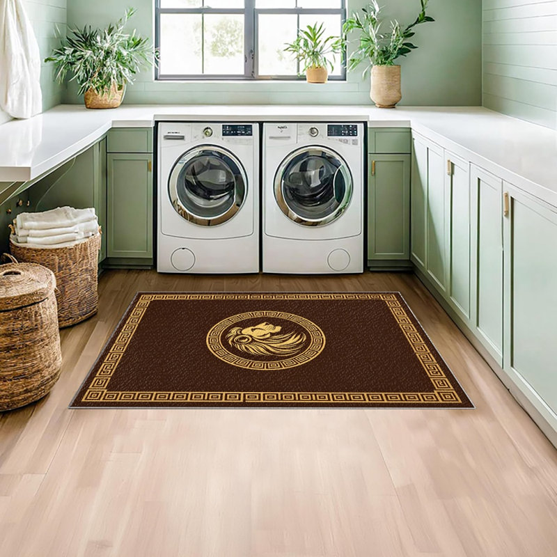 Coffee Golden Lion Carpet-waterproof, easy to clean, machine-washable, soft and comfortable; suitable for door mats, kitchens, living rooms, bedrooms, corridors, and laundry areas. Easy to clean, durable carpet for home decoration.