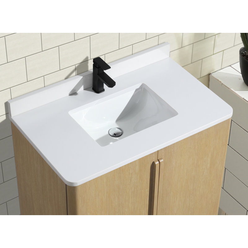 Bueche 36'' Single Bathroom Vanity With Engineered Quartz Top