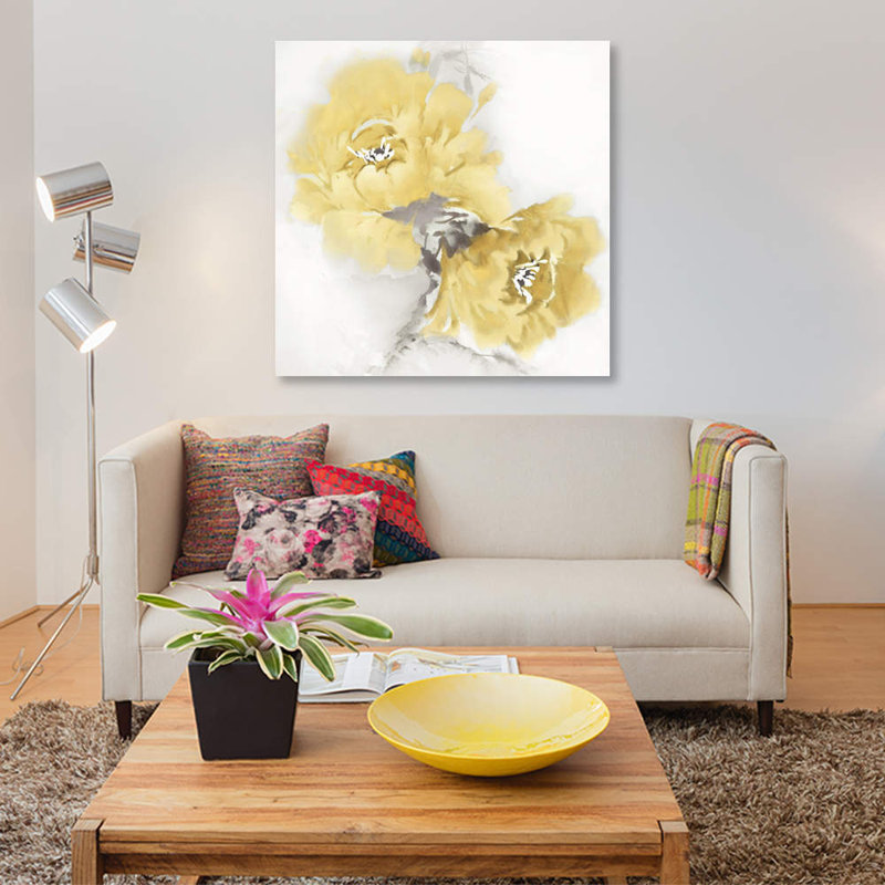 Flower Bloom In Yellow II by Jesse Stevens - Wrapped Canvas Painting, 93.98 cm H x 93.98 cm W x 3.175 cm D