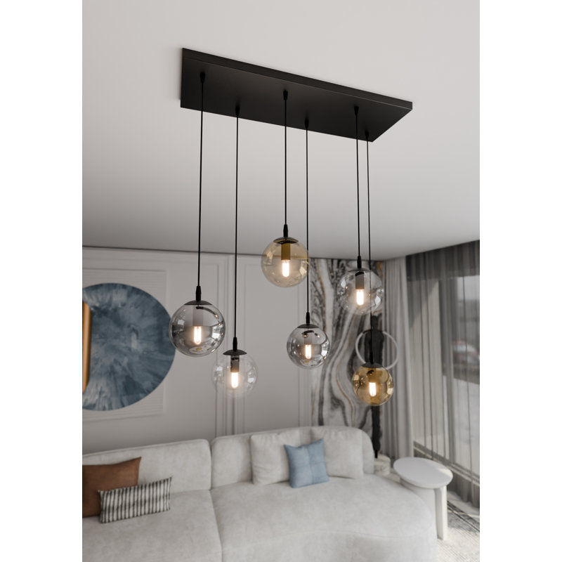Cadesha 6 - Light Black Pendant, Graphite/Amber