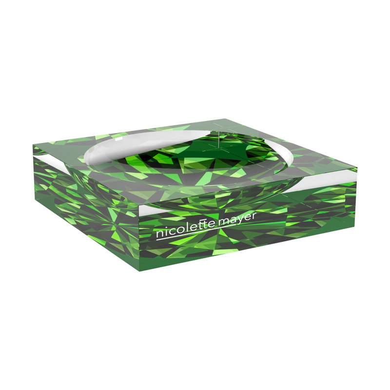 Facets Green Acrylic Candy Catchall Dish, Emerald