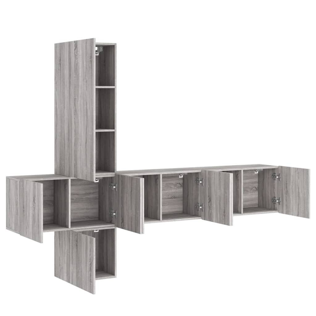 TV Wall Units 5 Piece Floating TV Wall Unit TV Stand Engineered Wood