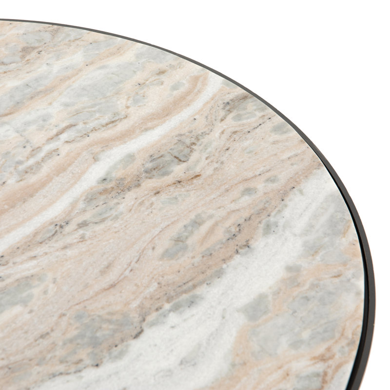 Table basse Anara Seraphine, Plateau taupe crémeux / base gris clair, H 15,75 po x L 35,25 po x l 35,25 po