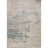 Leonardo Hand Knotted Wool Abstract Area Rug in Cream