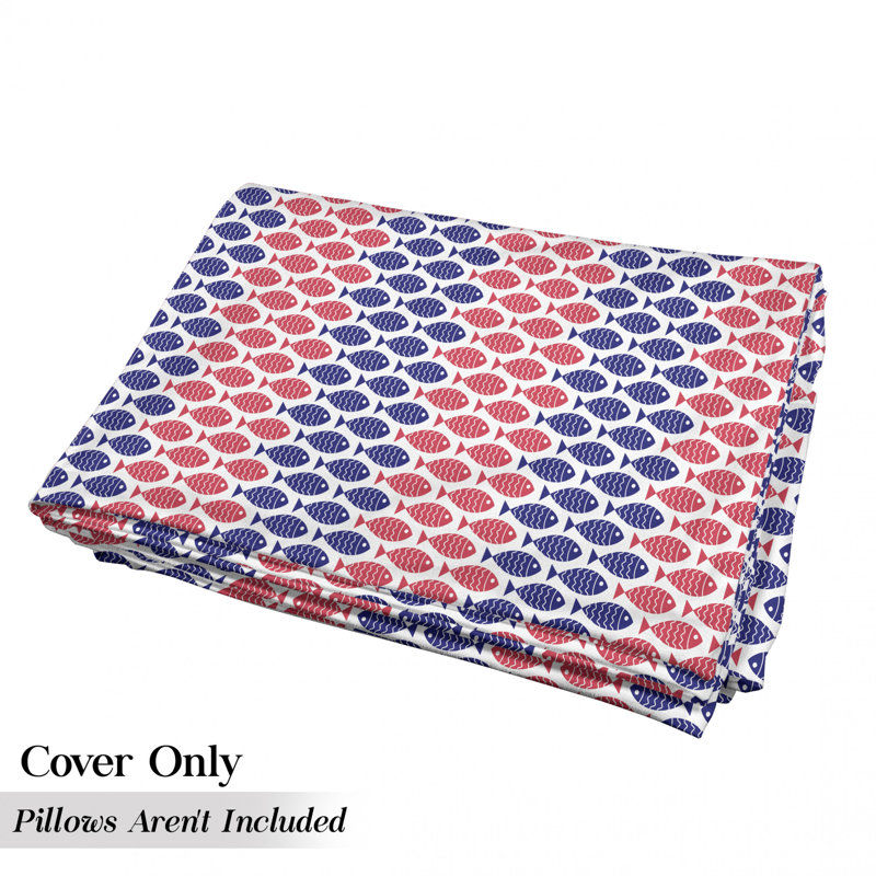 Housse de coussin poisson sur fond blanc, H 2 po x l 27 po x P 88 po