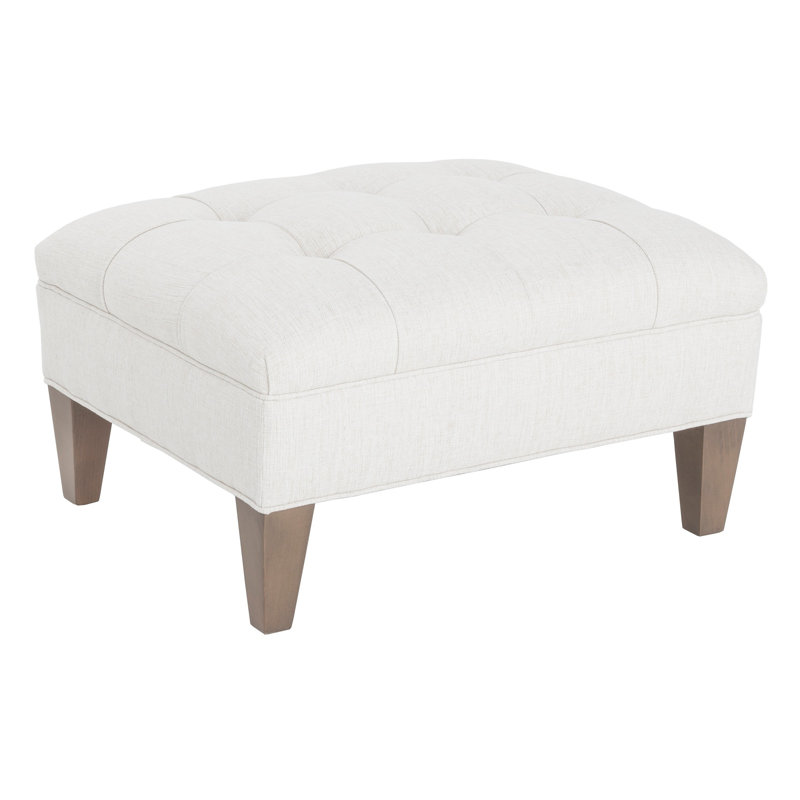 Dominique Leather Ottoman, 1149 Olive, Walnut