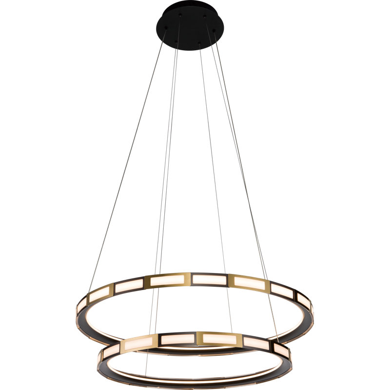 Hanfurd 2 - Light Matte Black/Satin Gold LED Pendant