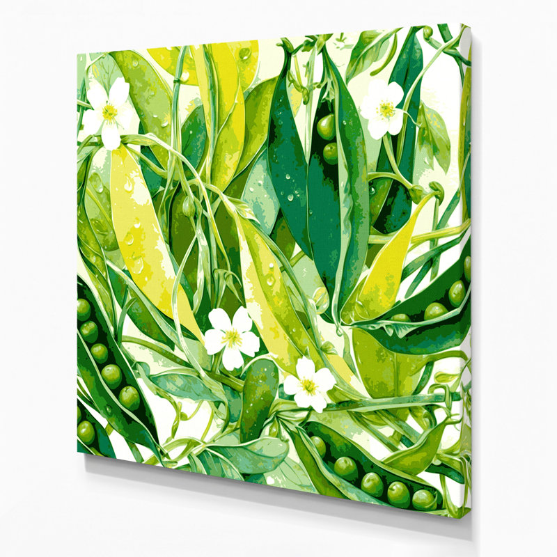 Légumes, pois verts sur toile, art mural, 8" H x 8" W