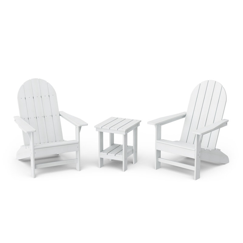 Freedom 3-Piece Traditional Adirondack Set With Side Table, White