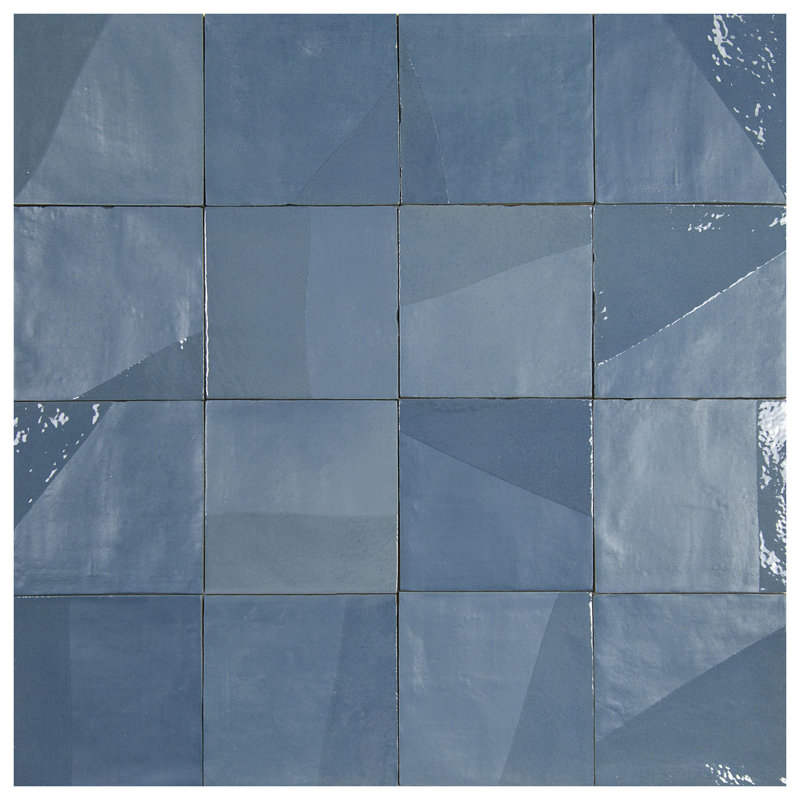 Subway Tile 5.5" x 5.5" Straight Edge Porcelain Singular Wall & Floor Tile, Blue Drip