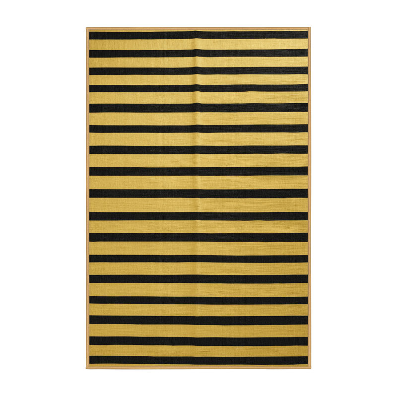 Machine Washable Horizontal Stripes Brown Area Rug, Rectangle 4' x 6'