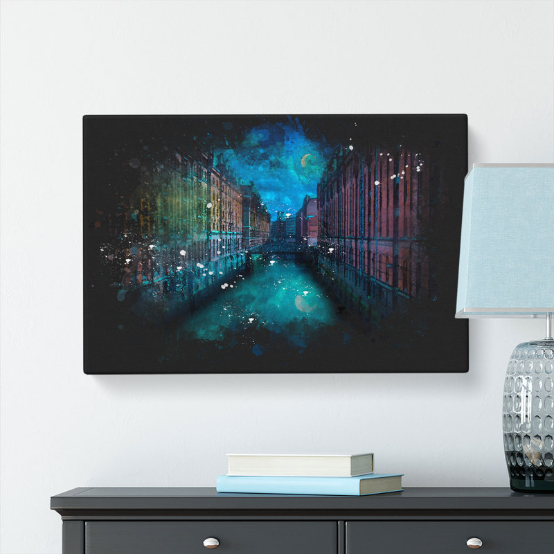 Canal Through Hamburg - Wrapped Canvas, 35cm H x 50cm W x 3cm D