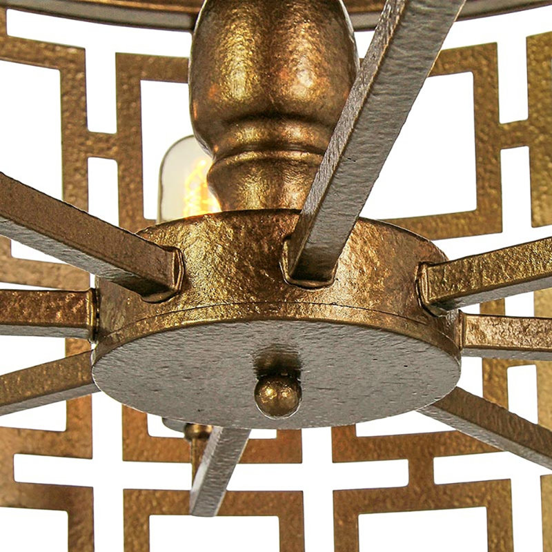 Fifth 8 - Light Unique Drum Chandelier, Bronzed Brass